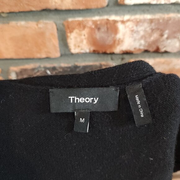 Theory Torina 100% Cashmere Sleeveless Duster Cardigan Vest in Black Women's M - Picture 10 of 10